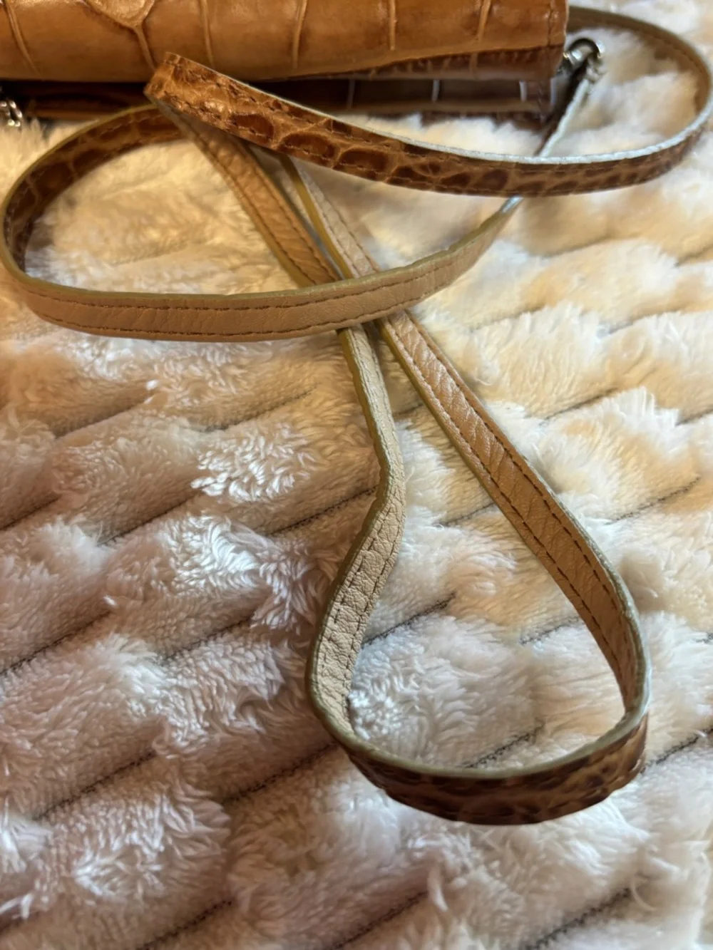 Brighton Brown Croc Embossed Leather Mini Crossbody Wallet Clutch